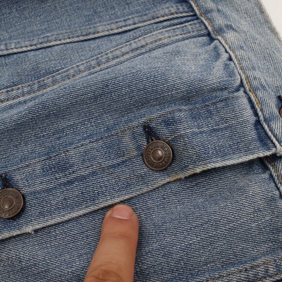 Levis LVC Jacket Womens Small Orange Tab Cotton Embroidered Sleeve Denim Trucker - Picture 16 of 16